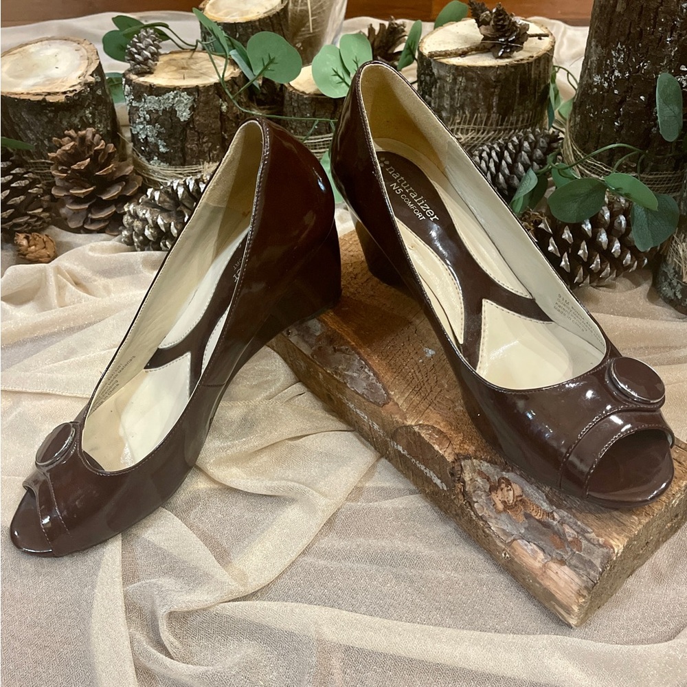 Naturalizer Patent Leather Open Toe Wedges